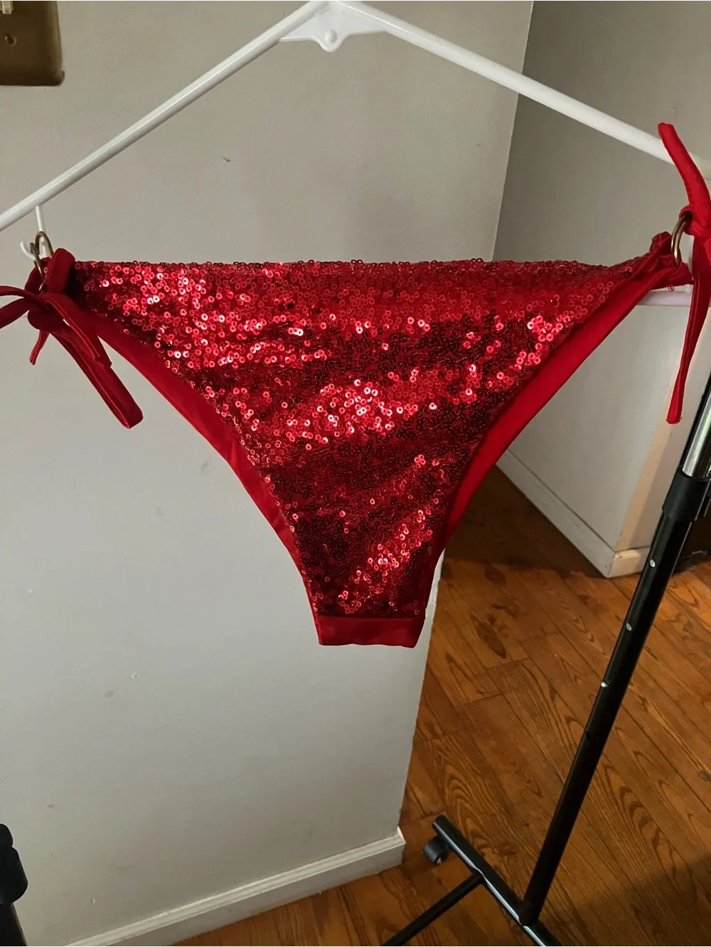 Sequin Tie Bikini Set - Red